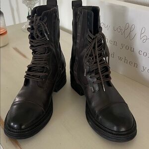 Women Brown Leather combat Boots